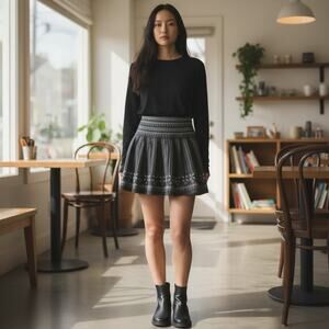 Princess Vera Wang Size S Womens Pleated Sweater Skirt Snowflakes In Gray